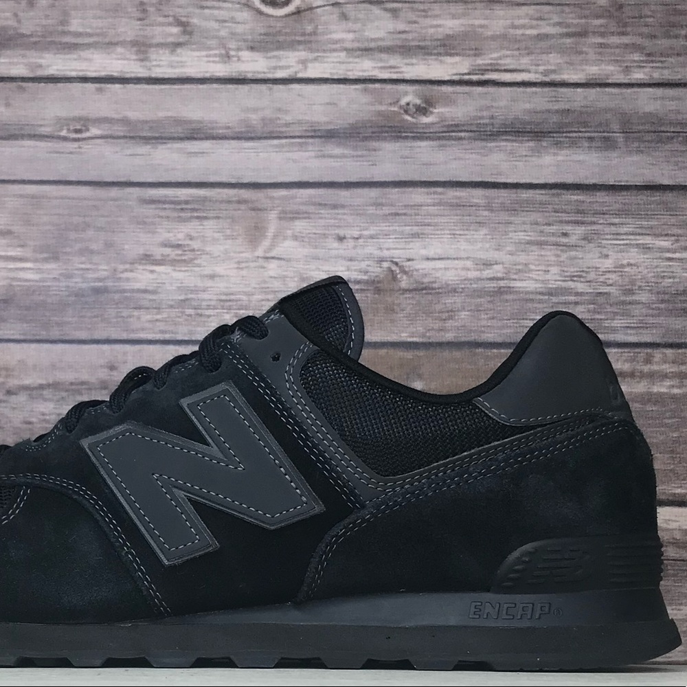Mens New Balance 574 Triple Black Size 16
